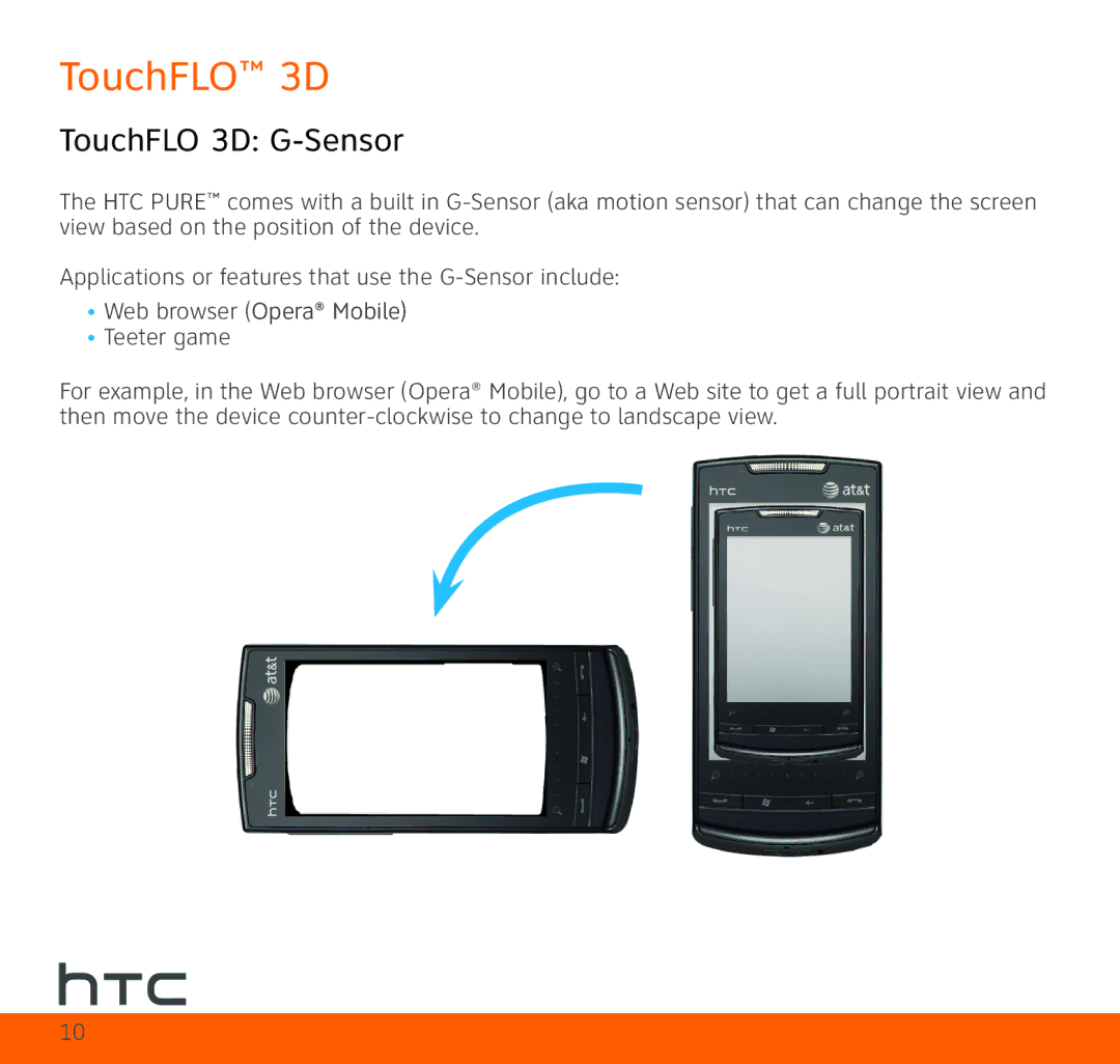 HTC TOPA210 quick start TouchFLO 3D G-Sensor 