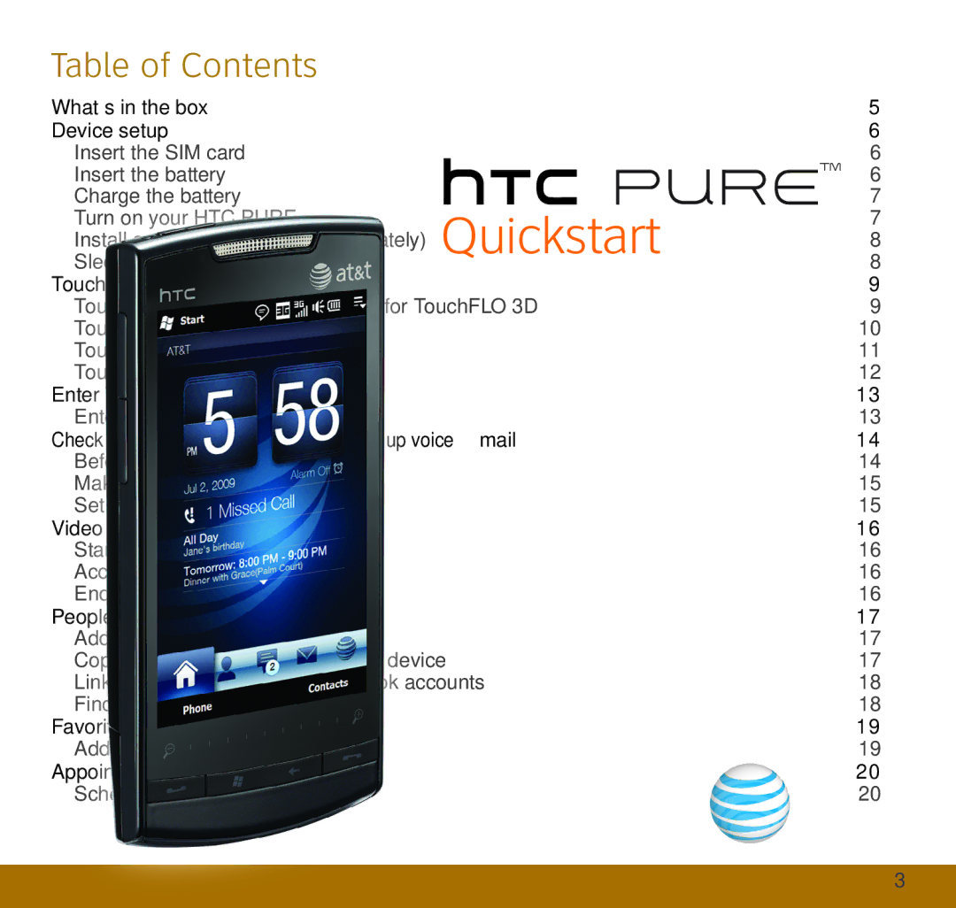 HTC TOPA210 quick start Table of Contents 