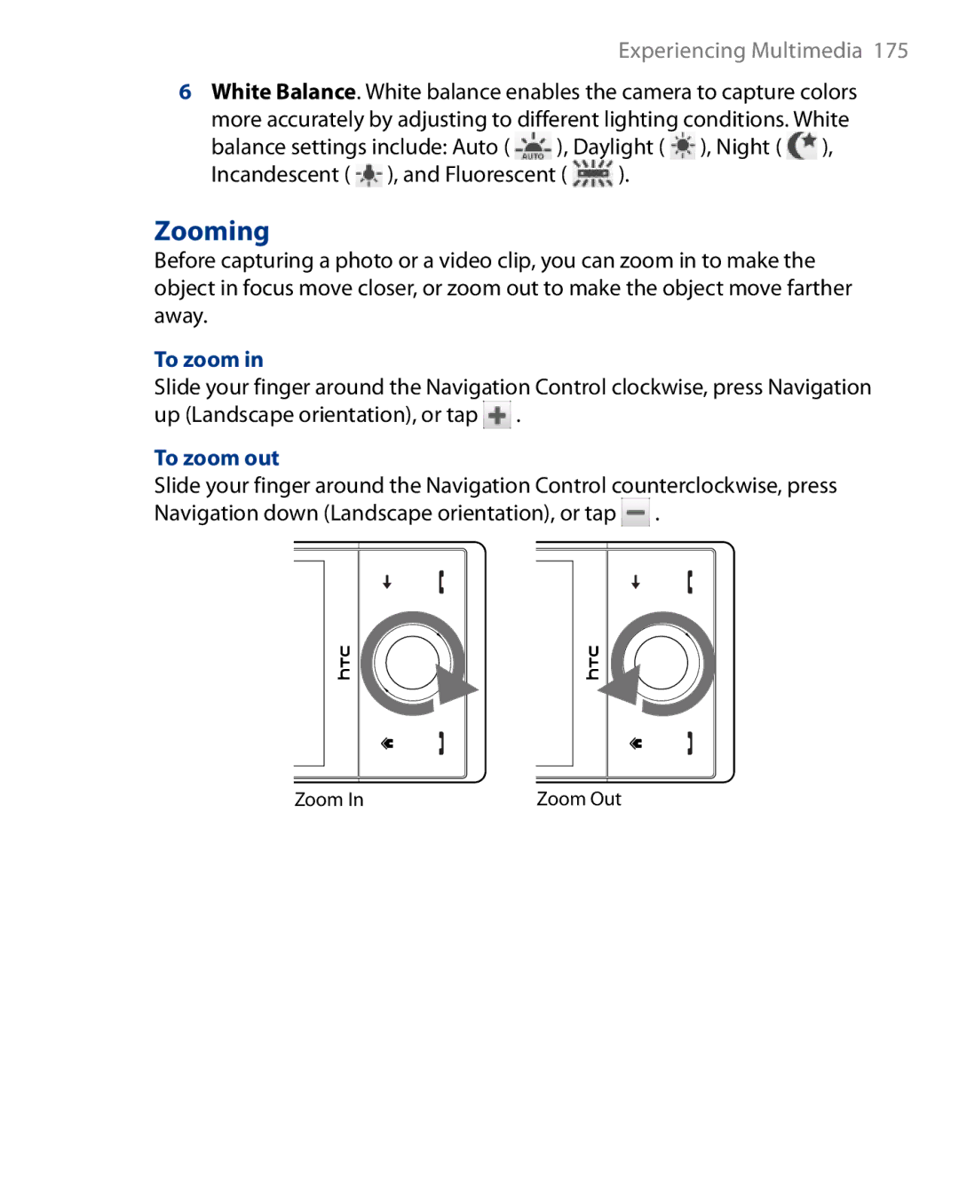 HTC Touch Diamond Phone user manual Zooming, To zoom out 