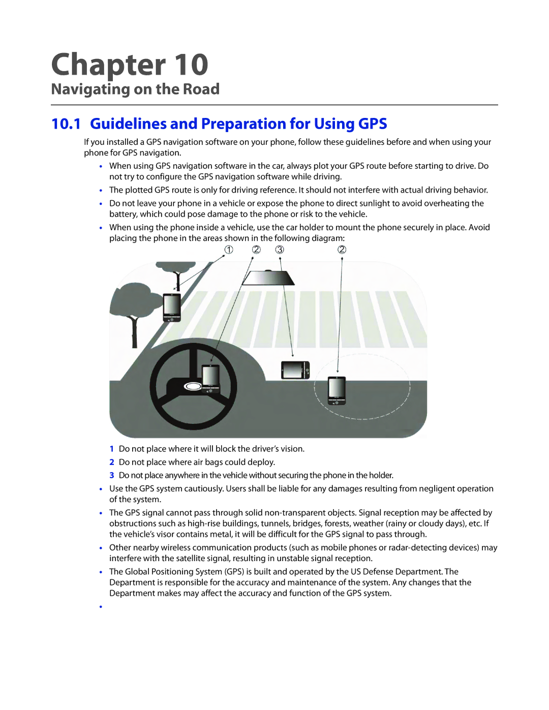 HTC TOUCHPRO2SPT user manual Navigating on the Road, Guidelines and Preparation for Using GPS 