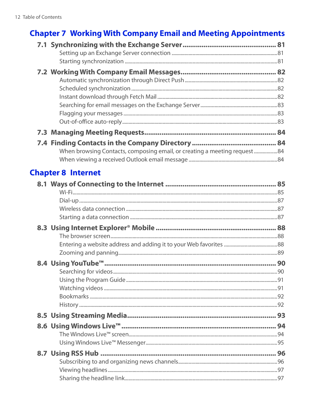 HTC TOUCHPRO2SPT user manual Working With Company Email and Meeting Appointments 