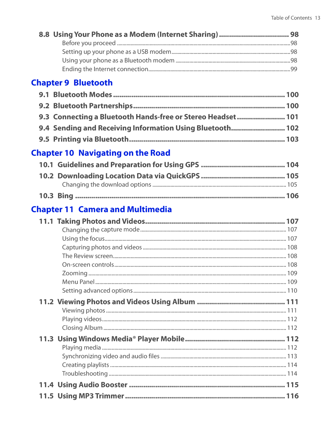 HTC TOUCHPRO2SPT user manual Bluetooth 