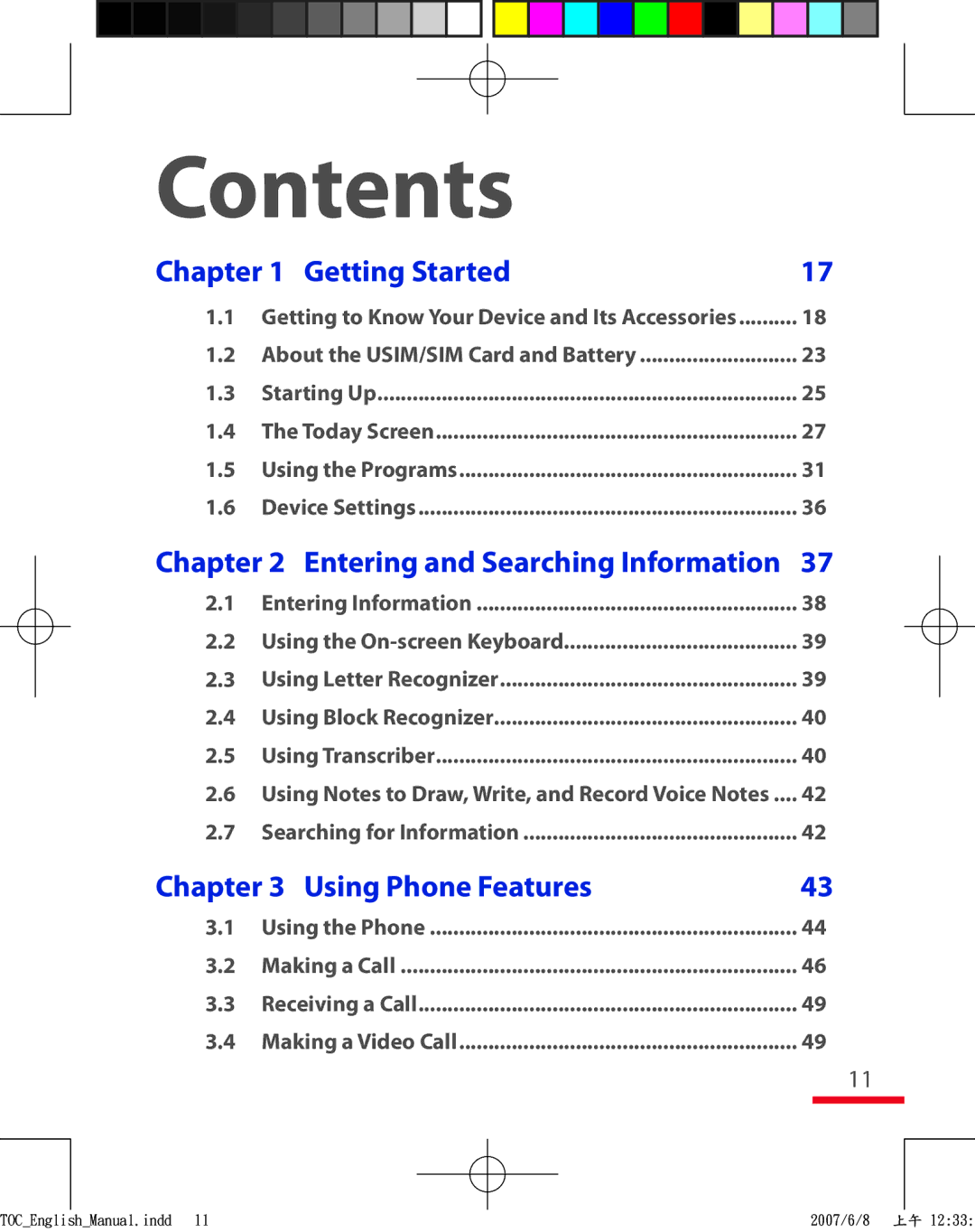 HTC TRIN100 user manual Contents 