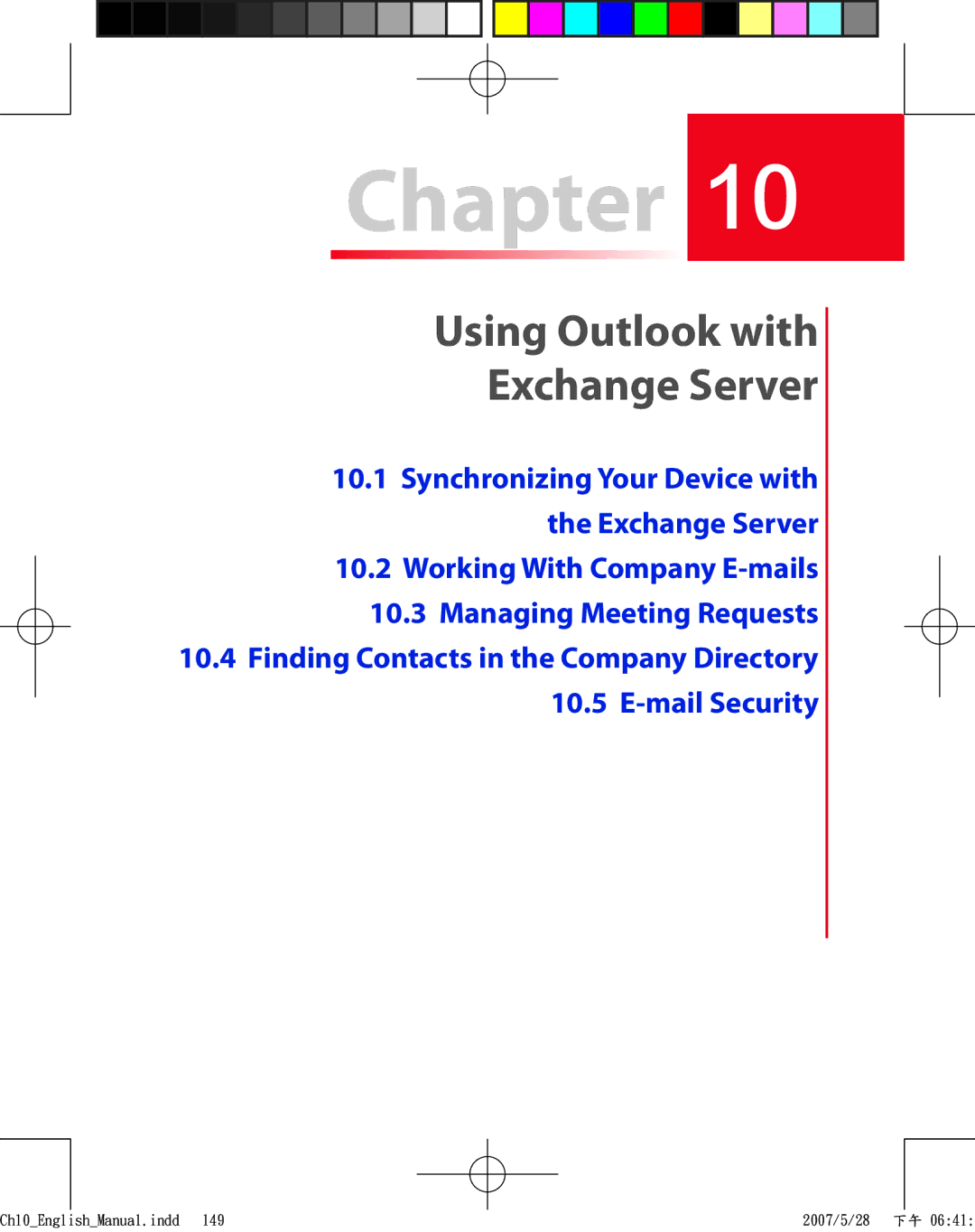 HTC TRIN100 user manual Using Outlook with Exchange Server 