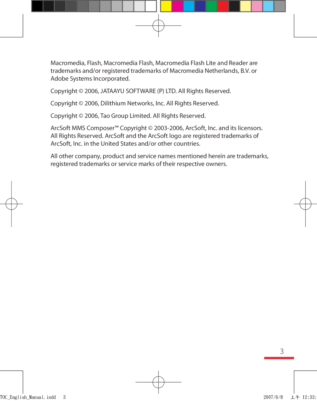 HTC TRIN100 user manual TOCEnglishManual.indd 2007/6/8 