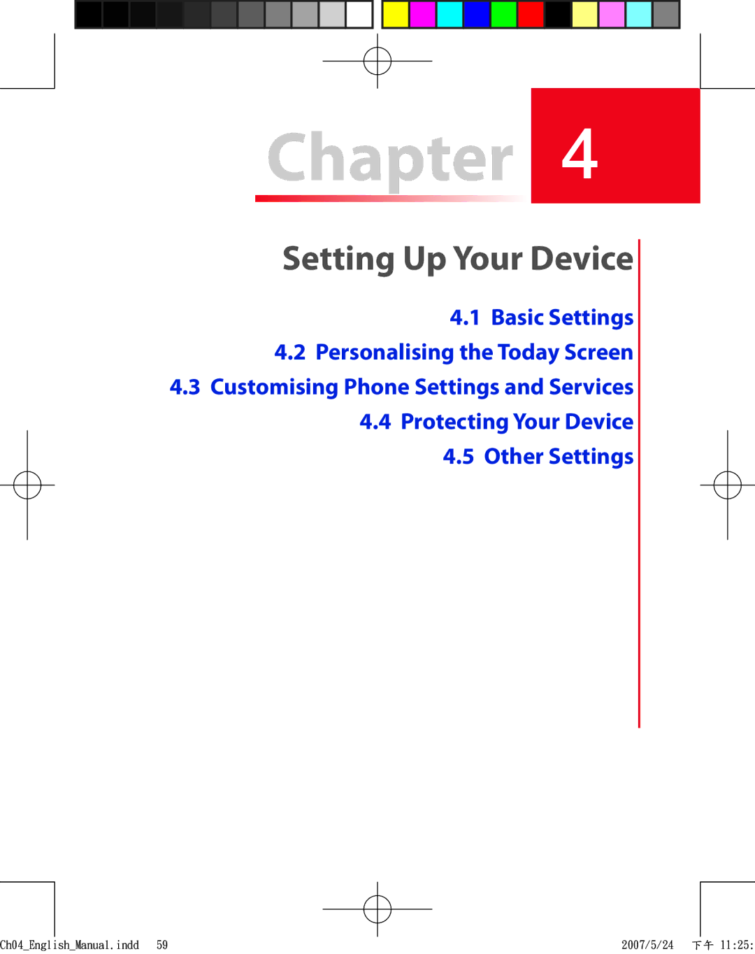 HTC TRIN100 user manual Setting Up Your Device 