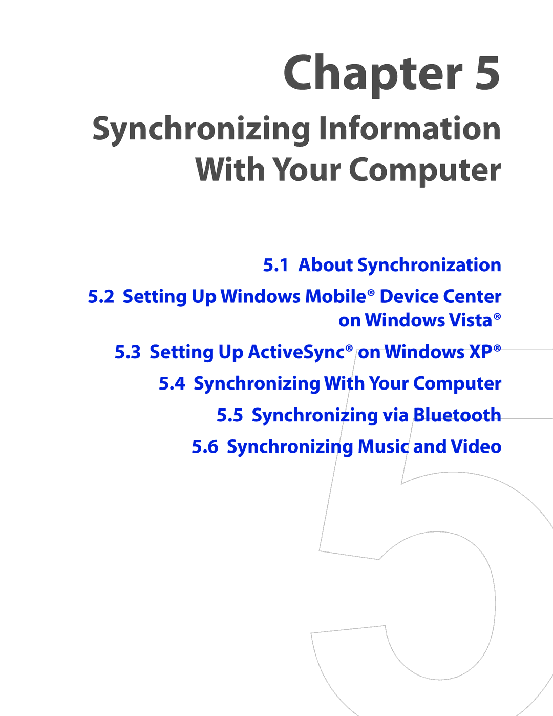 HTC VOGU100 user manual Synchronizing Information With Your Computer 