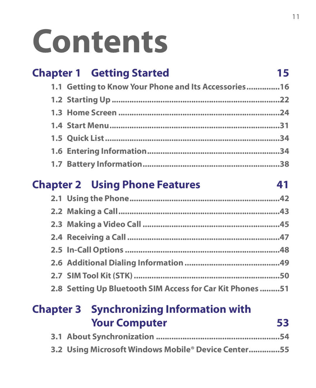 HTC LIBR160, WING160 user manual Contents 