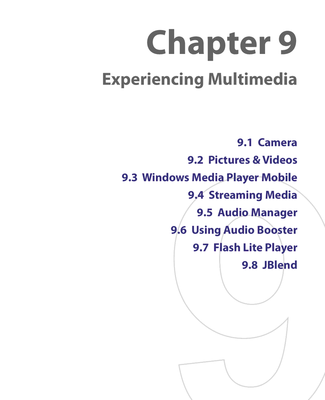 HTC LIBR160, WING160 user manual Experiencing Multimedia 