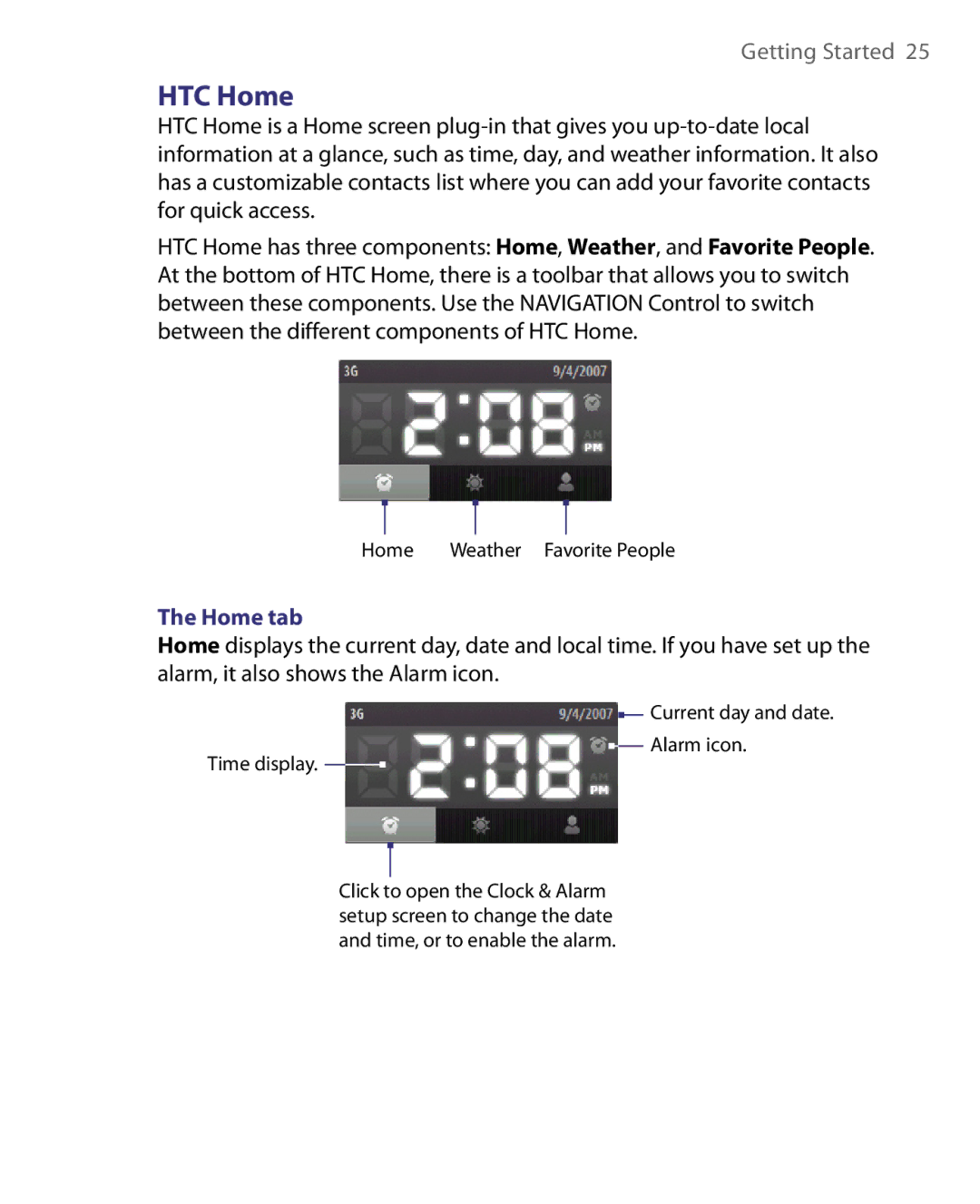 HTC LIBR160, WING160 user manual HTC Home, Home tab 