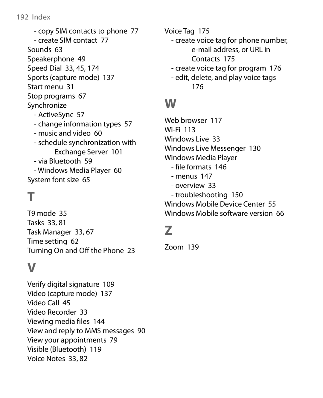 HTC WING220 user manual Via Bluetooth Windows Media Player 60 System font size 