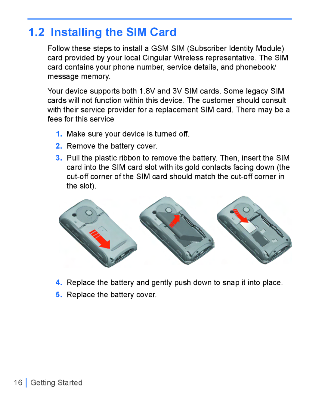 HTC WIZA100 user manual Installing the SIM Card 