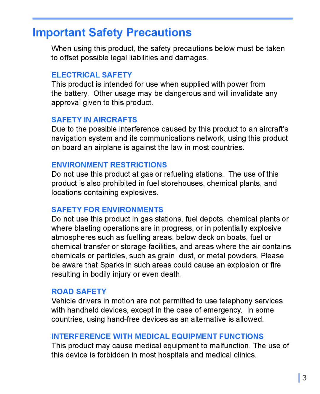 HTC WIZA100 user manual Important Safety Precautions, Electrical Safety 