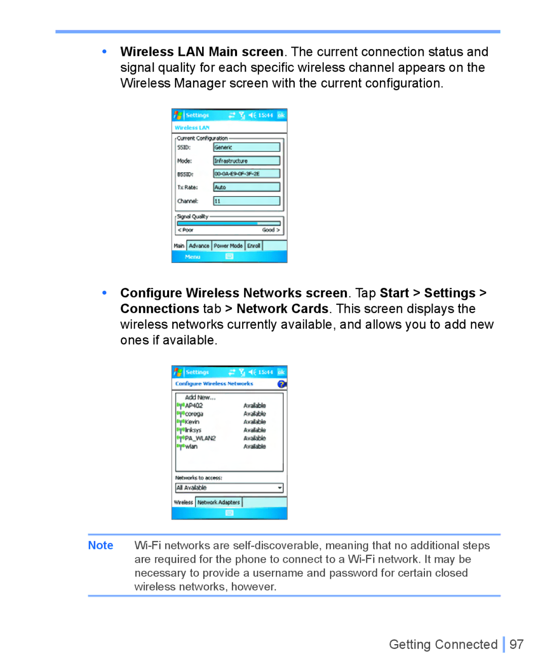 HTC WIZA100 user manual Getting Connected 