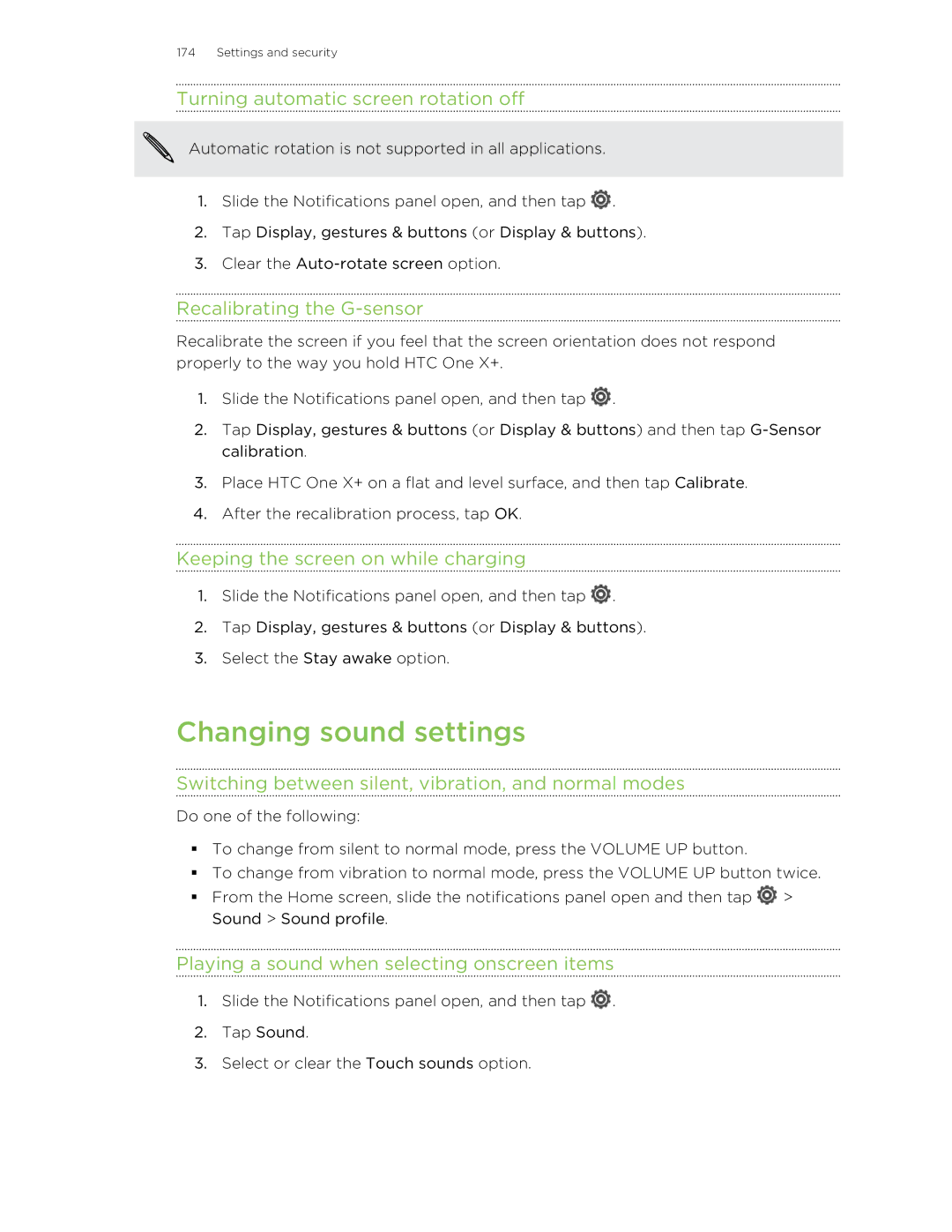 HTC X+ manual Changing sound settings 