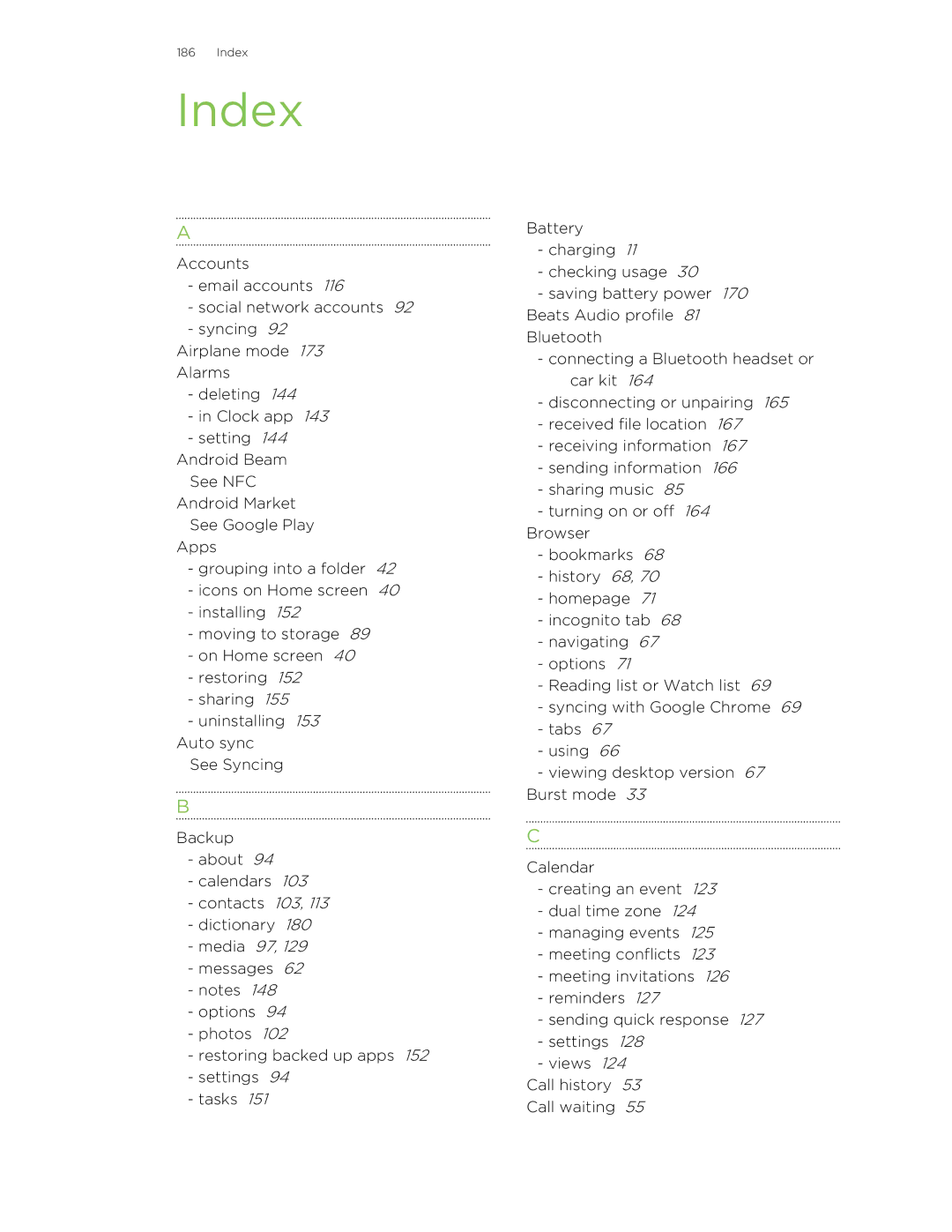 HTC X+ manual Index, Media 97 