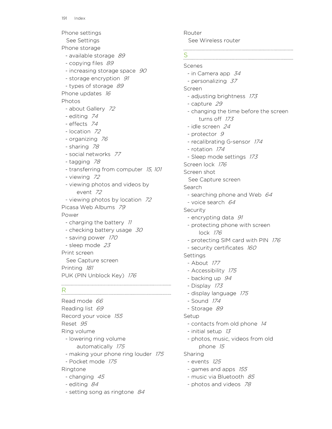 HTC X+ manual Index 