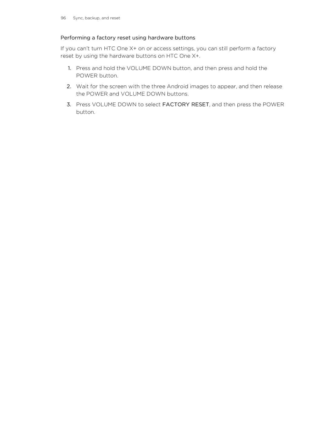 HTC X+ manual Sync, backup, and reset 