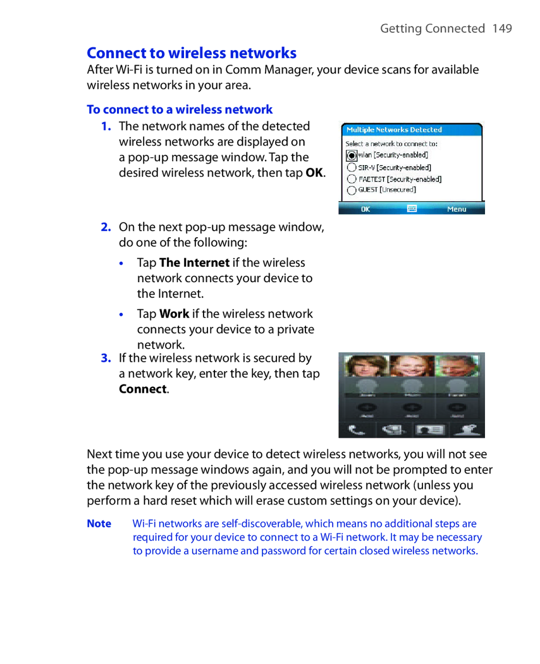 HTC Xda orbit 2 manual Connect to wireless networks, To connect to a wireless network 