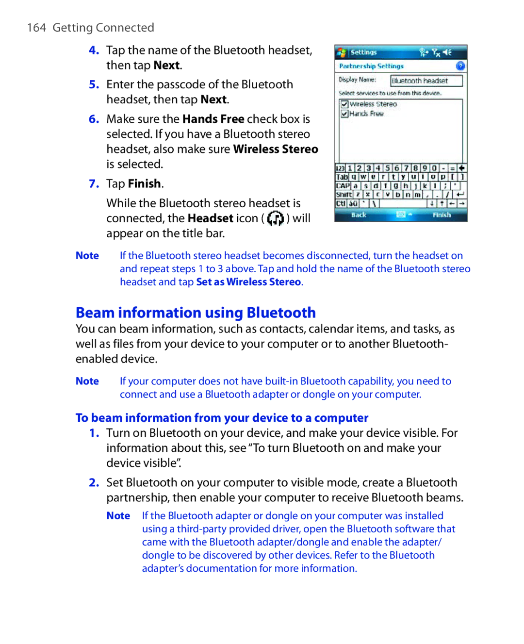 HTC Xda orbit 2 manual Beam information using Bluetooth, To beam information from your device to a computer 