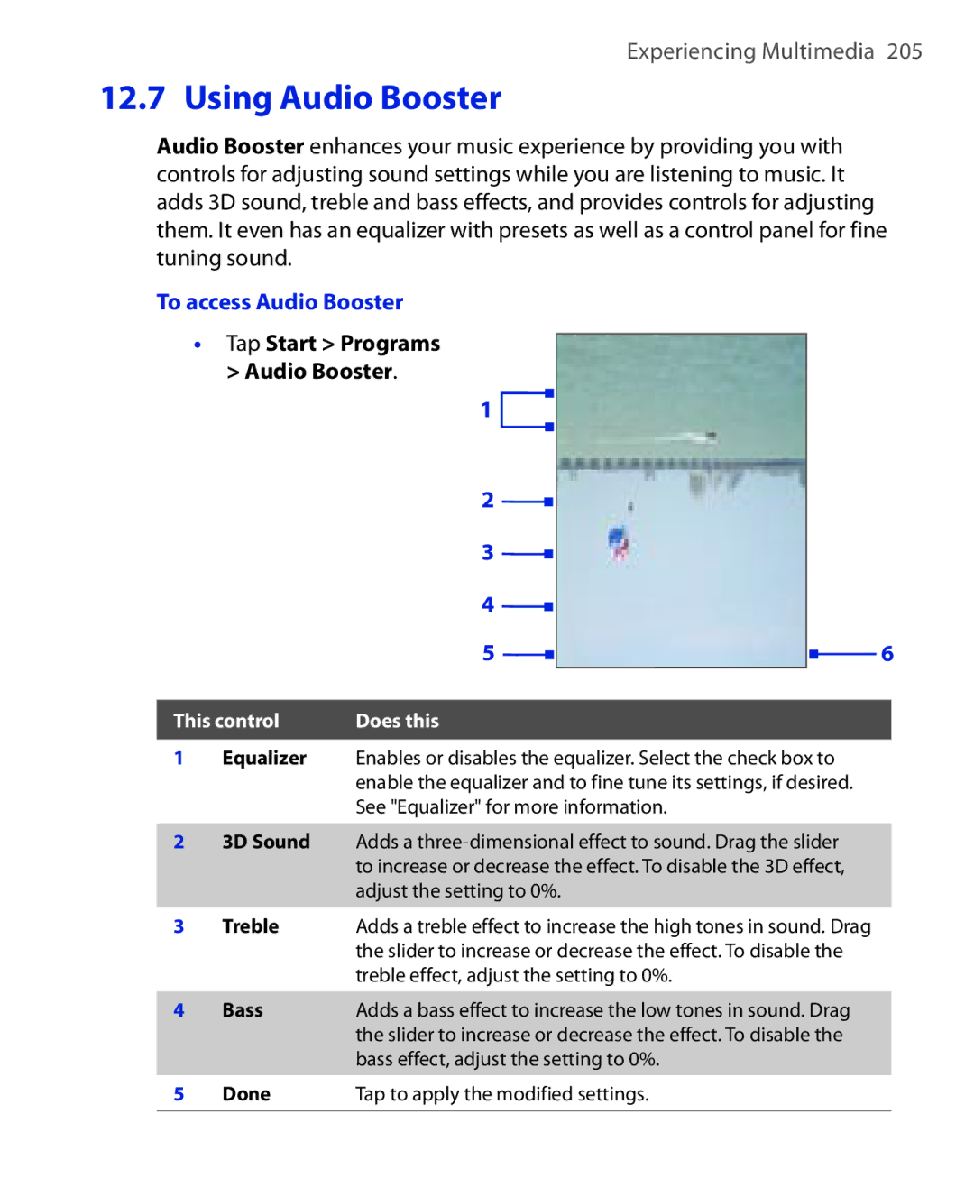 HTC Xda orbit 2 manual To access Audio Booster, This control 