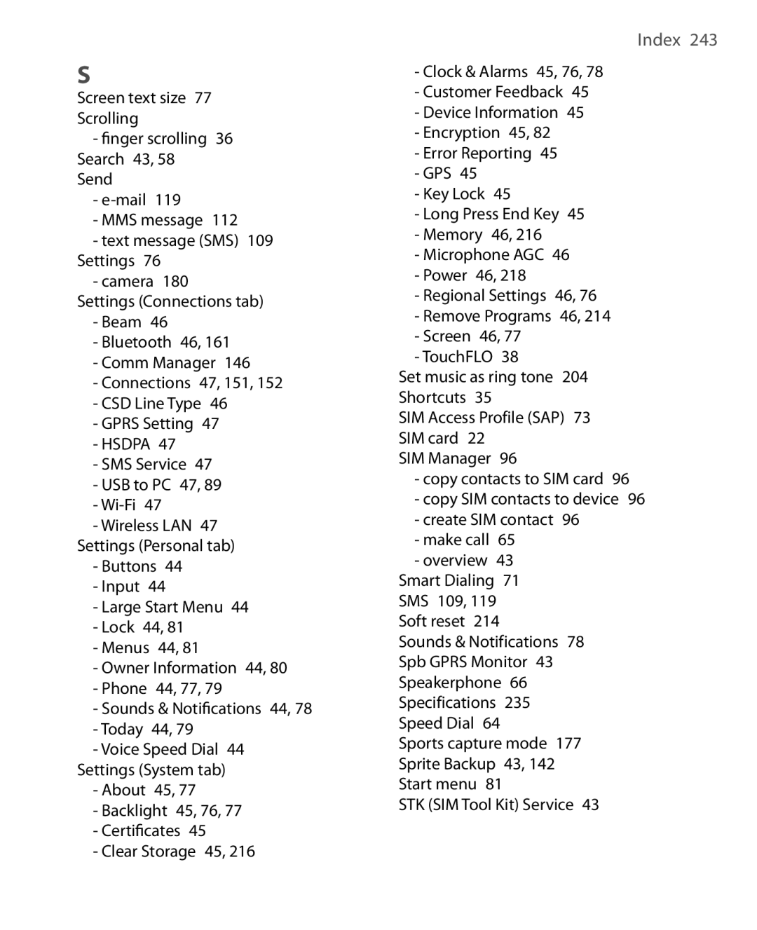 HTC Xda orbit 2 manual Index 