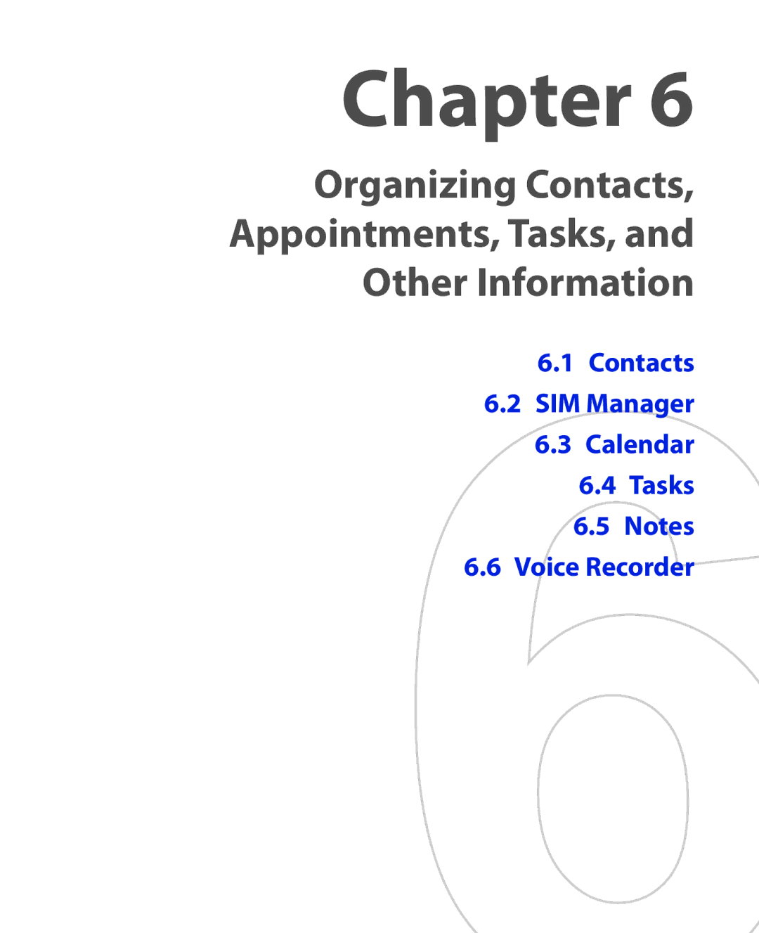 HTC Xda orbit 2 manual Organizing Contacts Appointments, Tasks, Other Information 