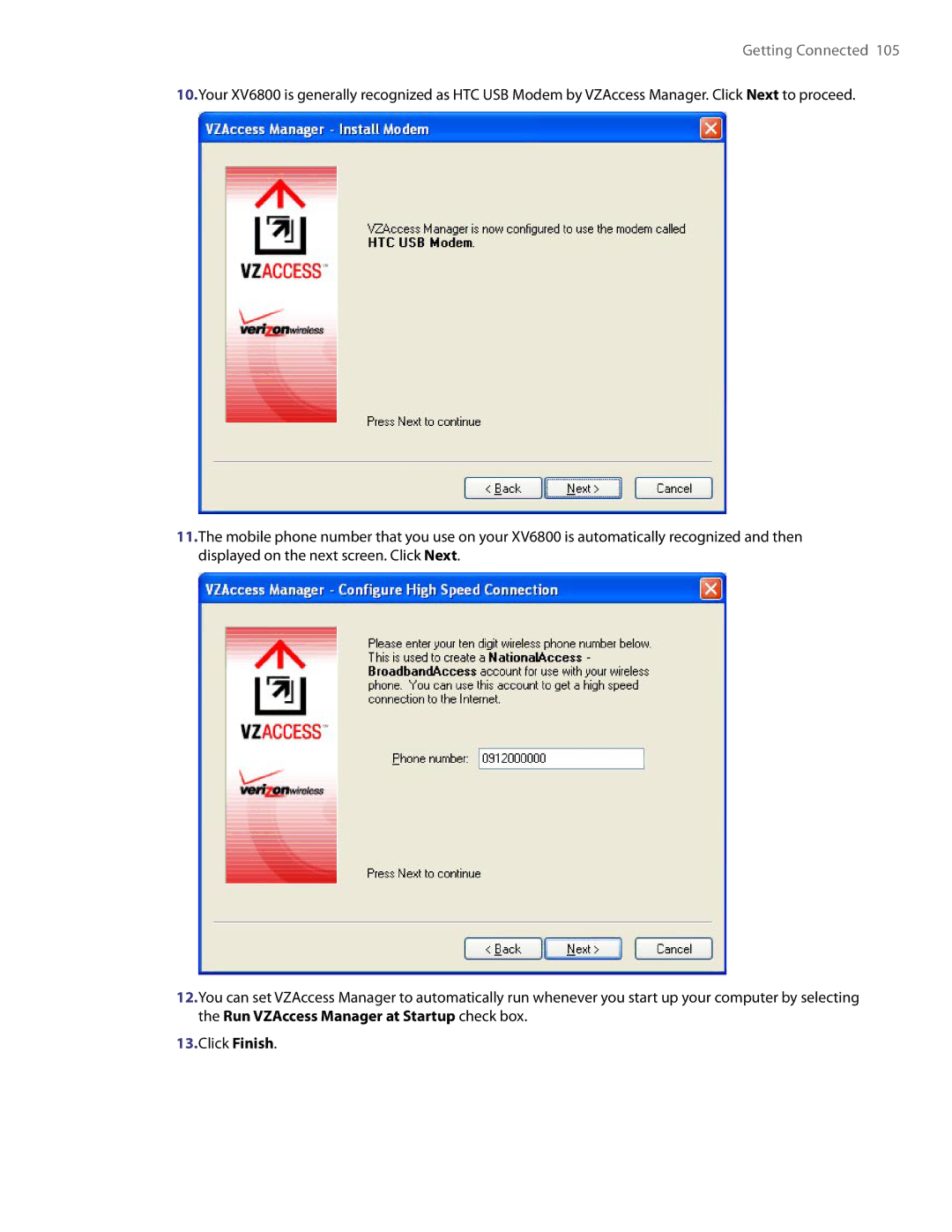 HTC XV6800 user manual Getting Connected 