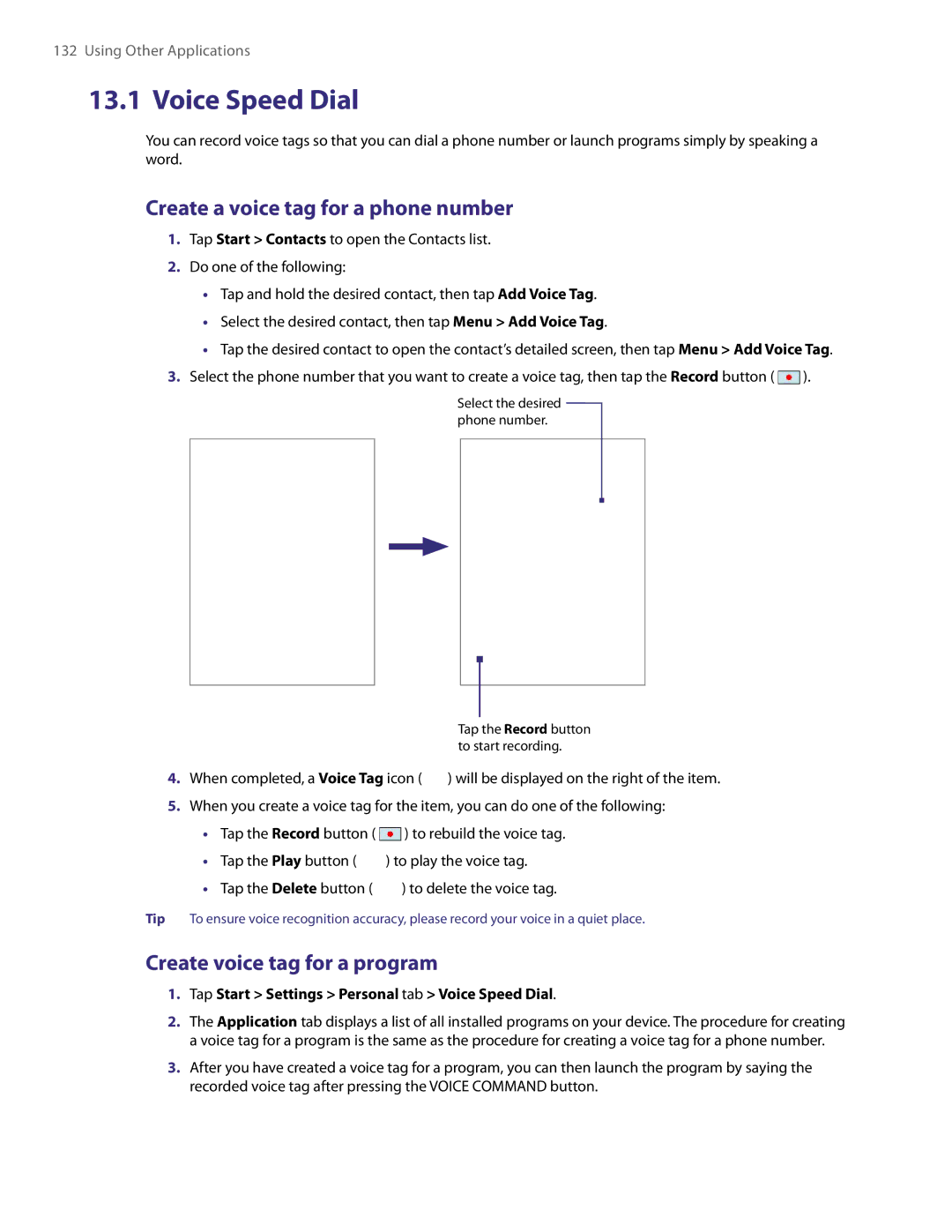 HTC XV6800 user manual Using Other Applications 