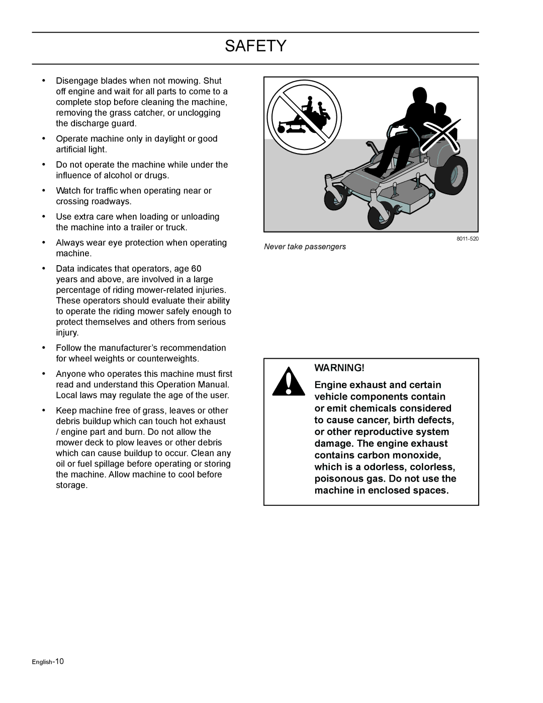 HTC Z5426BF, Z4220BF, Z4824BF, Z4619BF, Z4219BF manual Never take passengers 