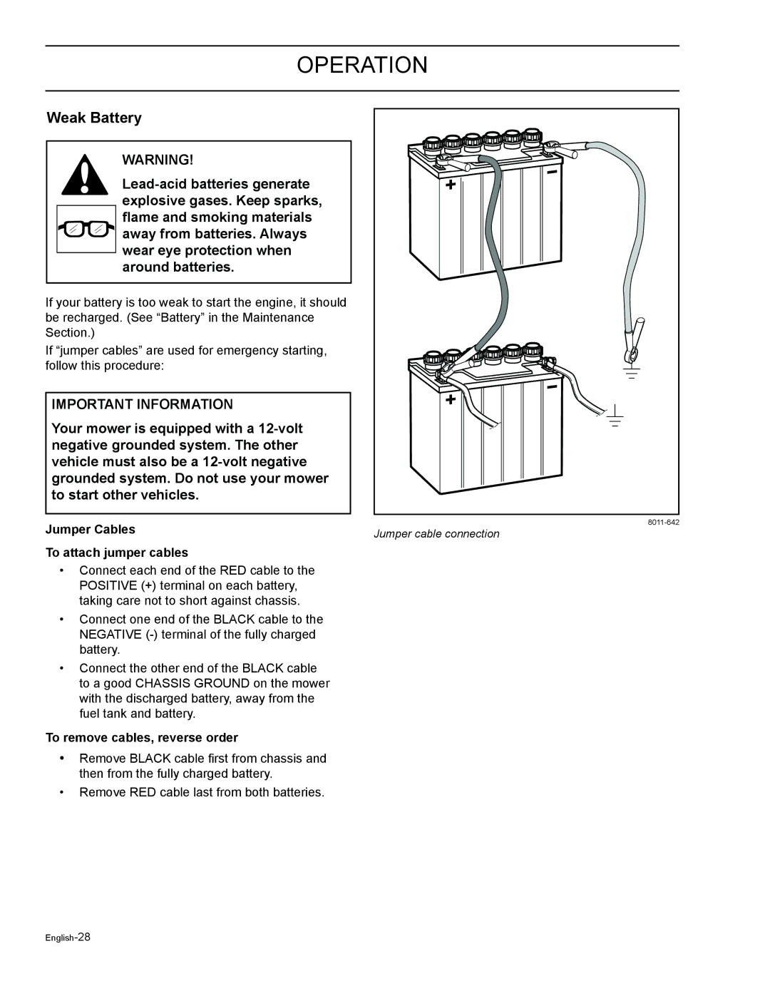 HTC Z4619BF, Z4824, Z5426, Z4220, Z4219 Weak Battery, Jumper Cables, To attach jumper cables, To remove cables, reverse order 