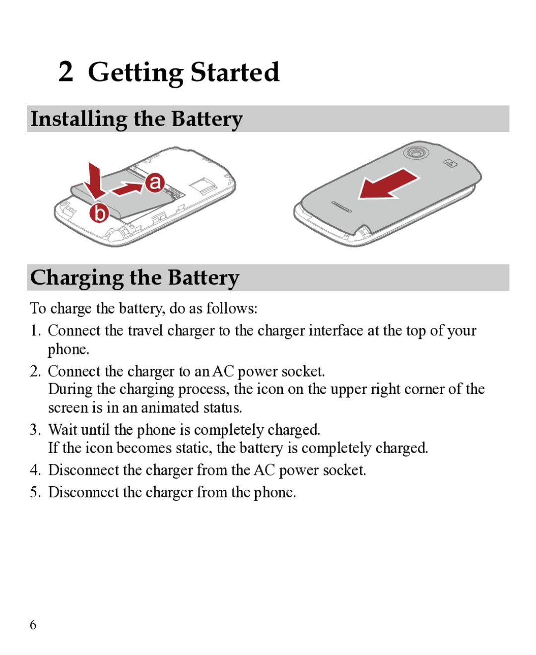 Huawei 31010EJH manual Getting Started, Installing the Battery Charging the Battery 