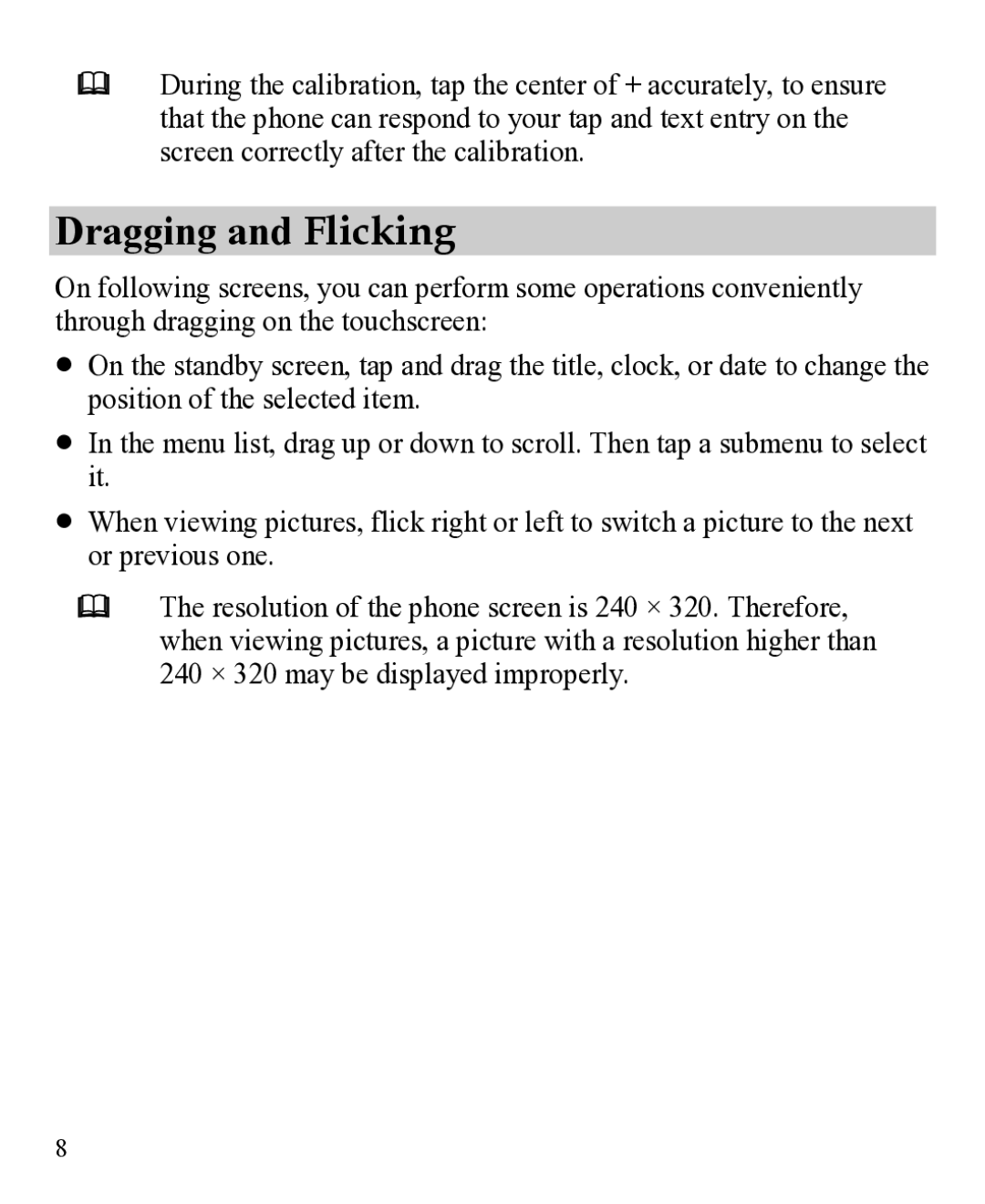 Huawei 31010EJH manual Dragging and Flicking 