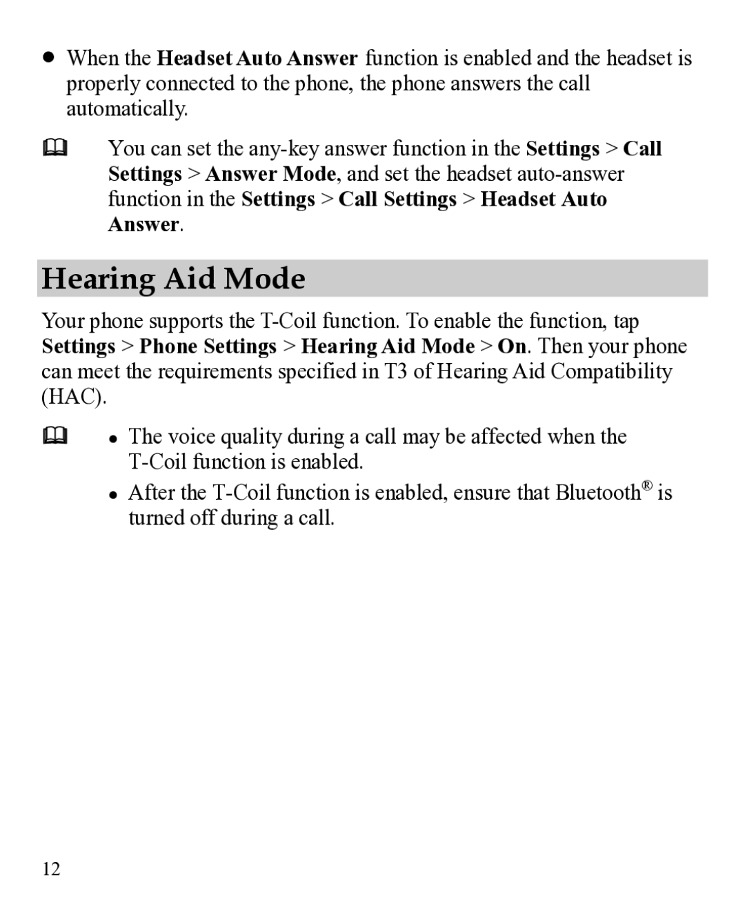 Huawei 31010EJH manual Hearing Aid Mode 