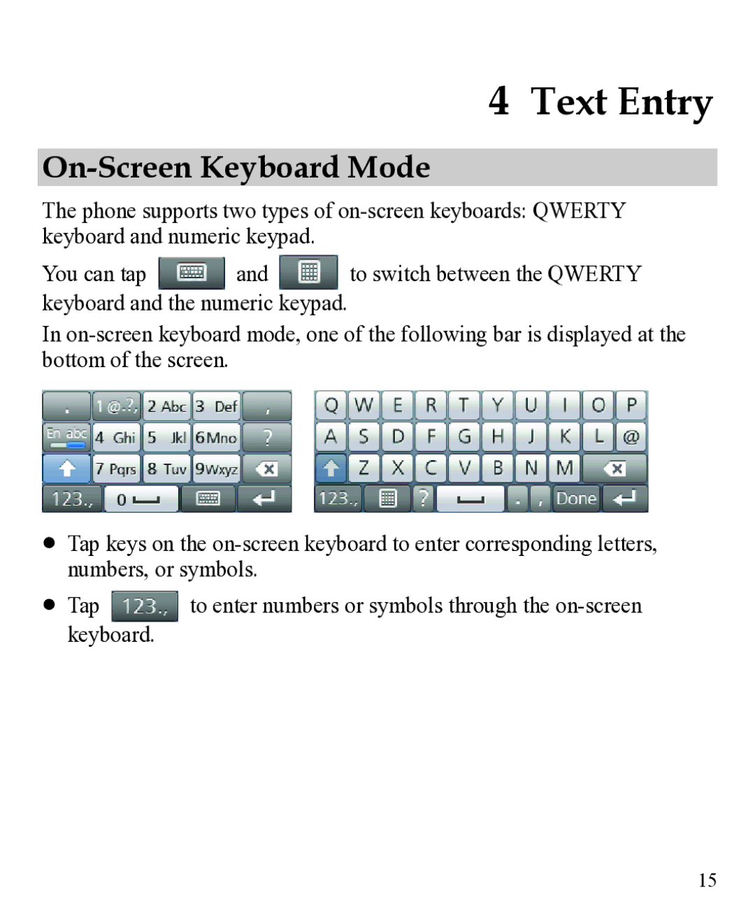 Huawei 31010EJH manual Text Entry, On-Screen Keyboard Mode 