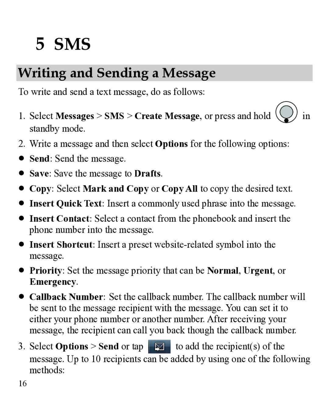 Huawei 31010EJH manual Sms, Writing and Sending a Message 