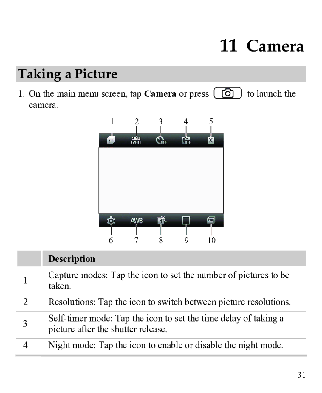 Huawei 31010EJH manual Camera, Taking a Picture 