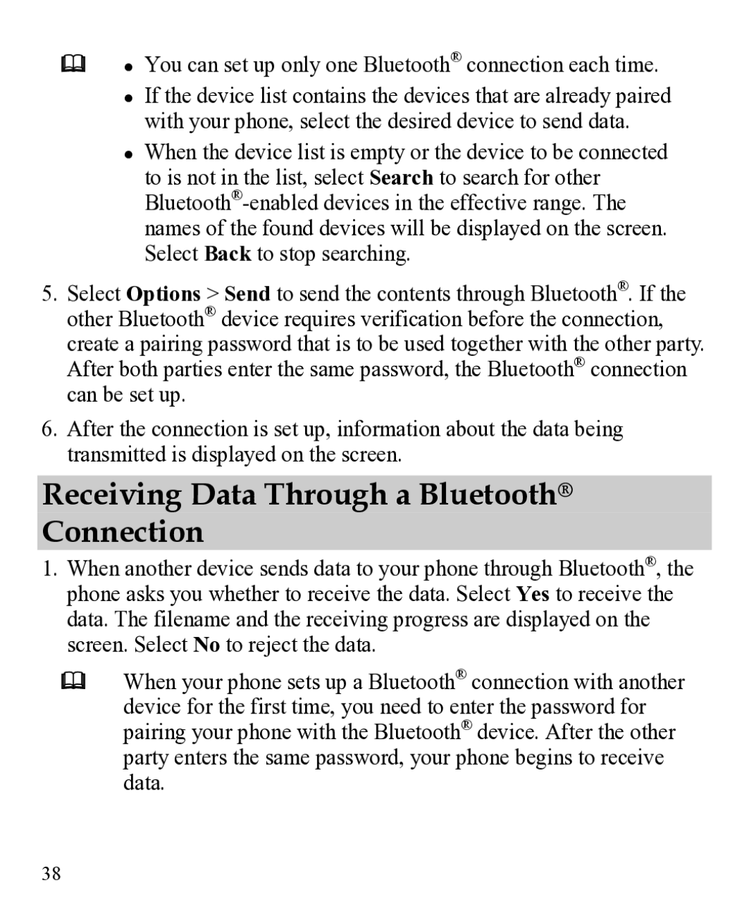 Huawei 31010EJH manual Receiving Data Through a Bluetooth Connection 