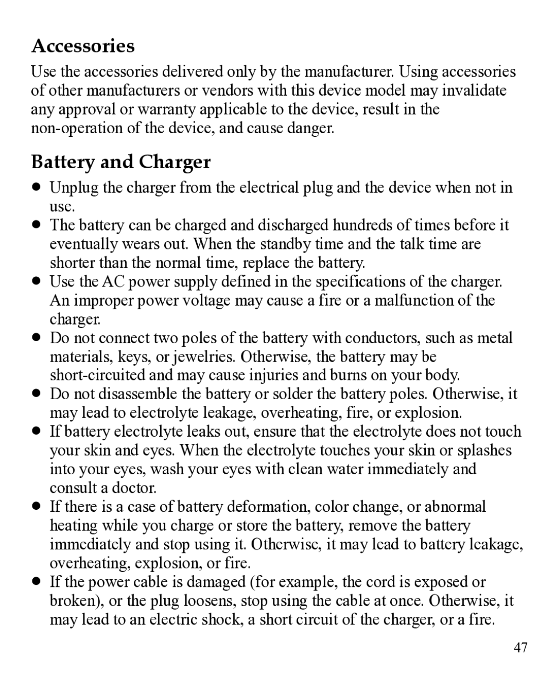 Huawei 31010EJH manual Accessories, Battery and Charger 