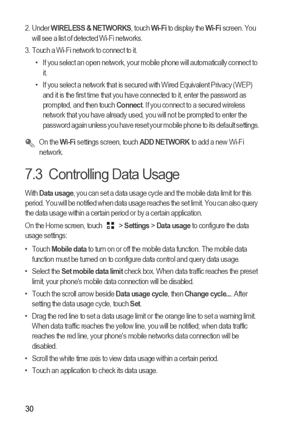 Huawei 616960039235 manual Controlling Data Usage 