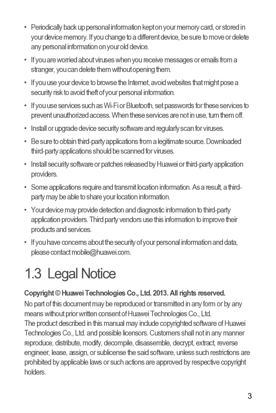 Huawei 616960039235 manual Legal Notice 