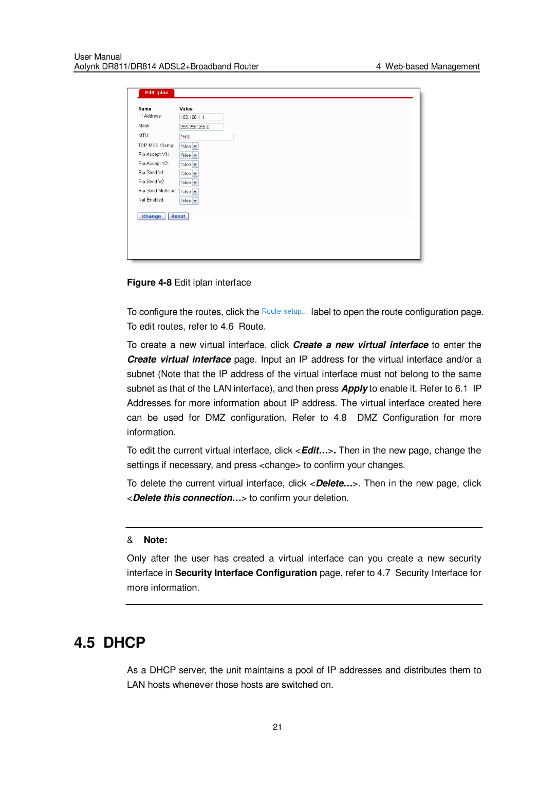 Huawei Aolynk DR811, Aolynk DR814 user manual Dhcp 