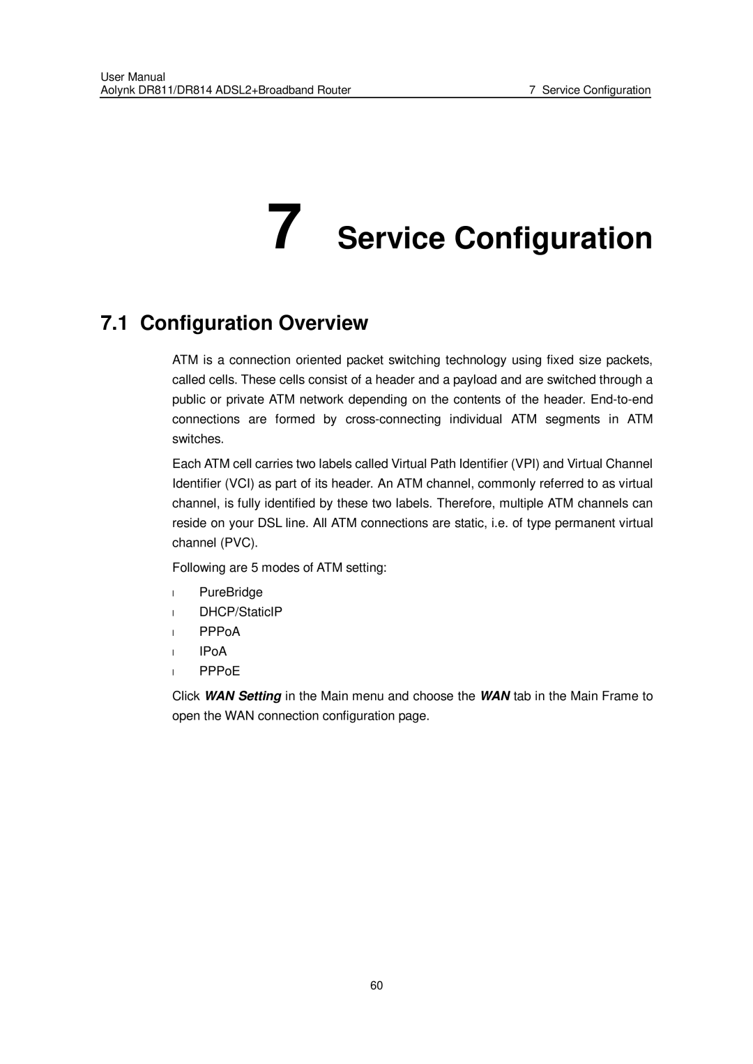 Huawei Aolynk DR814, Aolynk DR811 user manual Service Configuration, Configuration Overview 