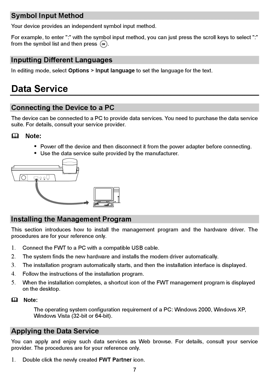 Huawei B160 manual Data Service 