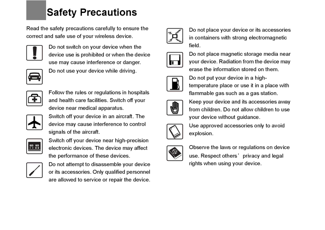 Huawei B260 manual Safety Precautions 