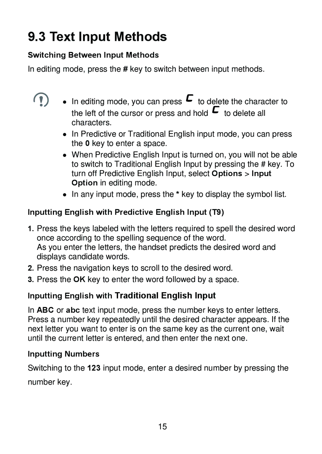 Huawei B686 manual Text Input Methods, Inputting English with Traditional English Input, Switching Between Input Methods 