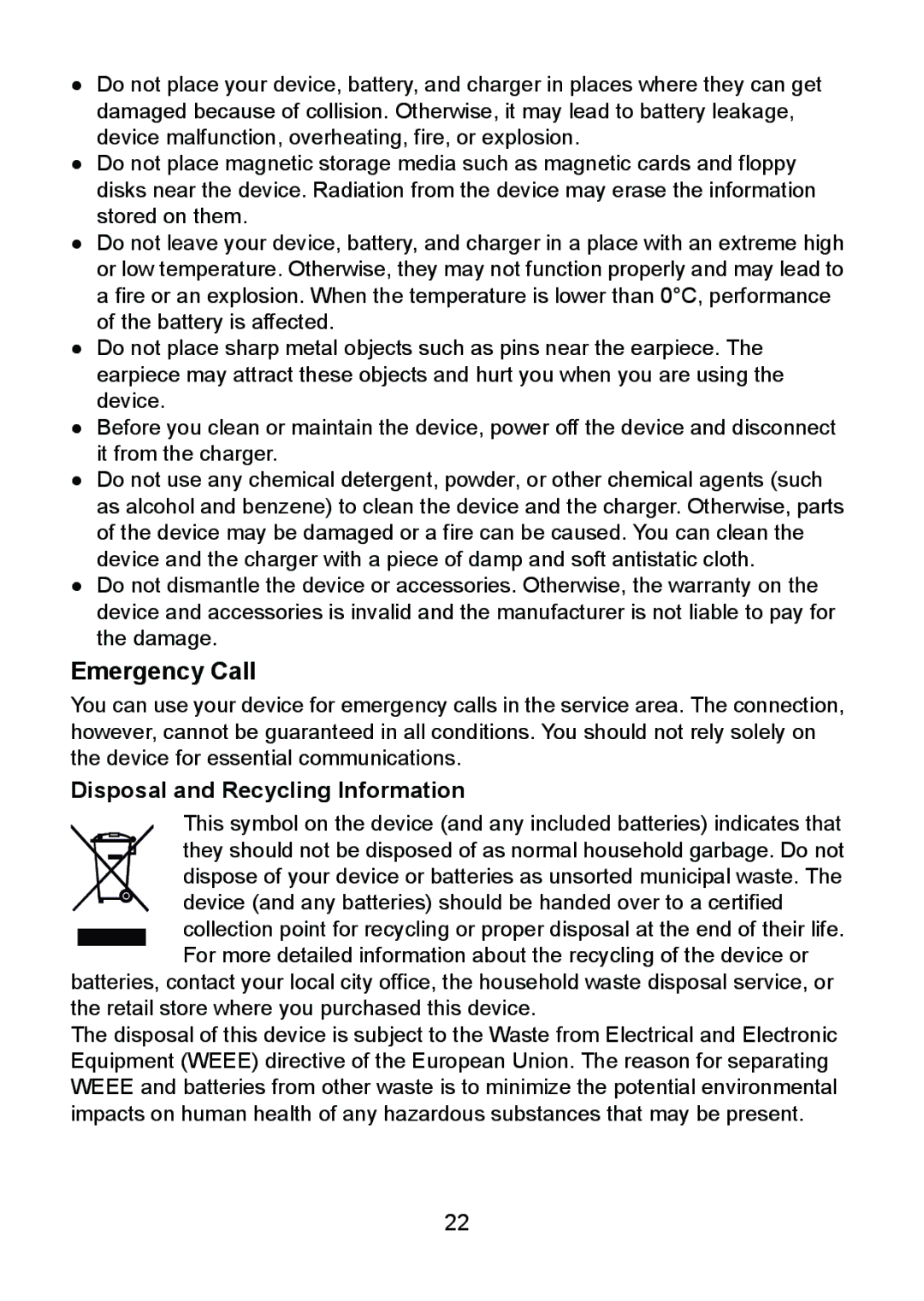 Huawei B686 manual Emergency Call, Disposal and Recycling Information 