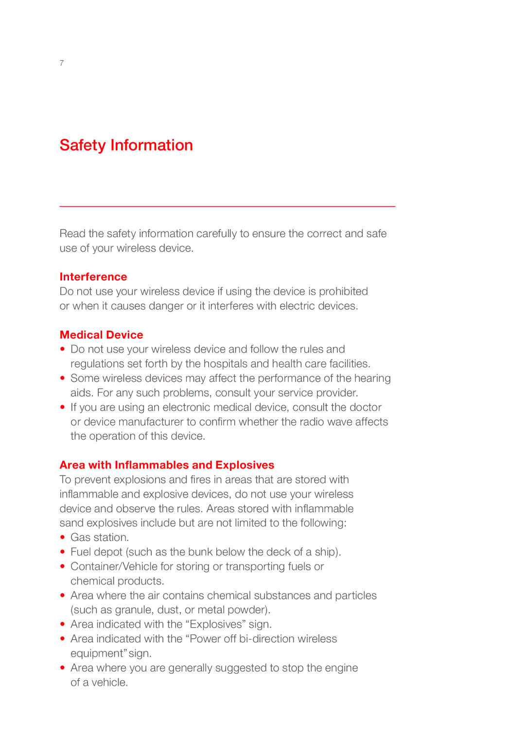 Huawei E180 quick start Safety Information, Interference, Medical Device, Area with Inflammables and Explosives 