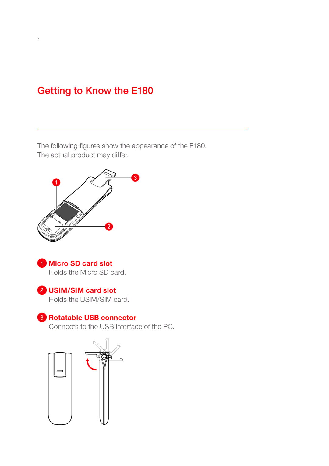 Huawei quick start Getting to Know the E180 