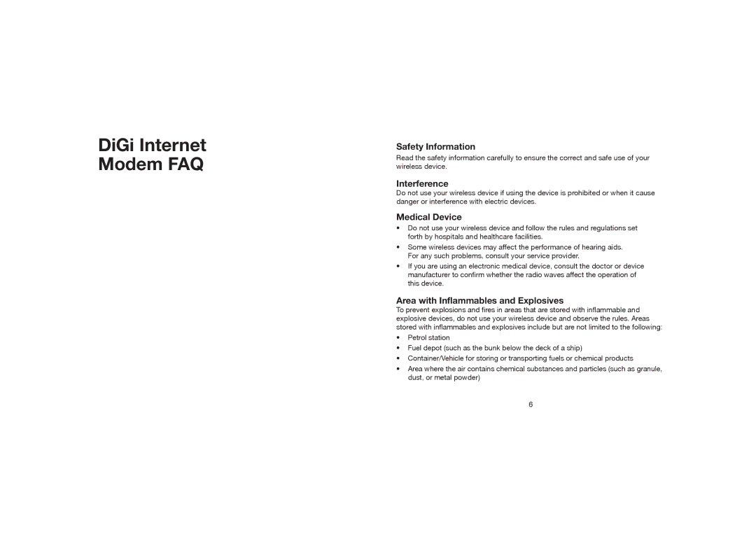 Huawei E219 manual Safety Information, Interference, Medical Device, Area with Inflammables and Explosives 